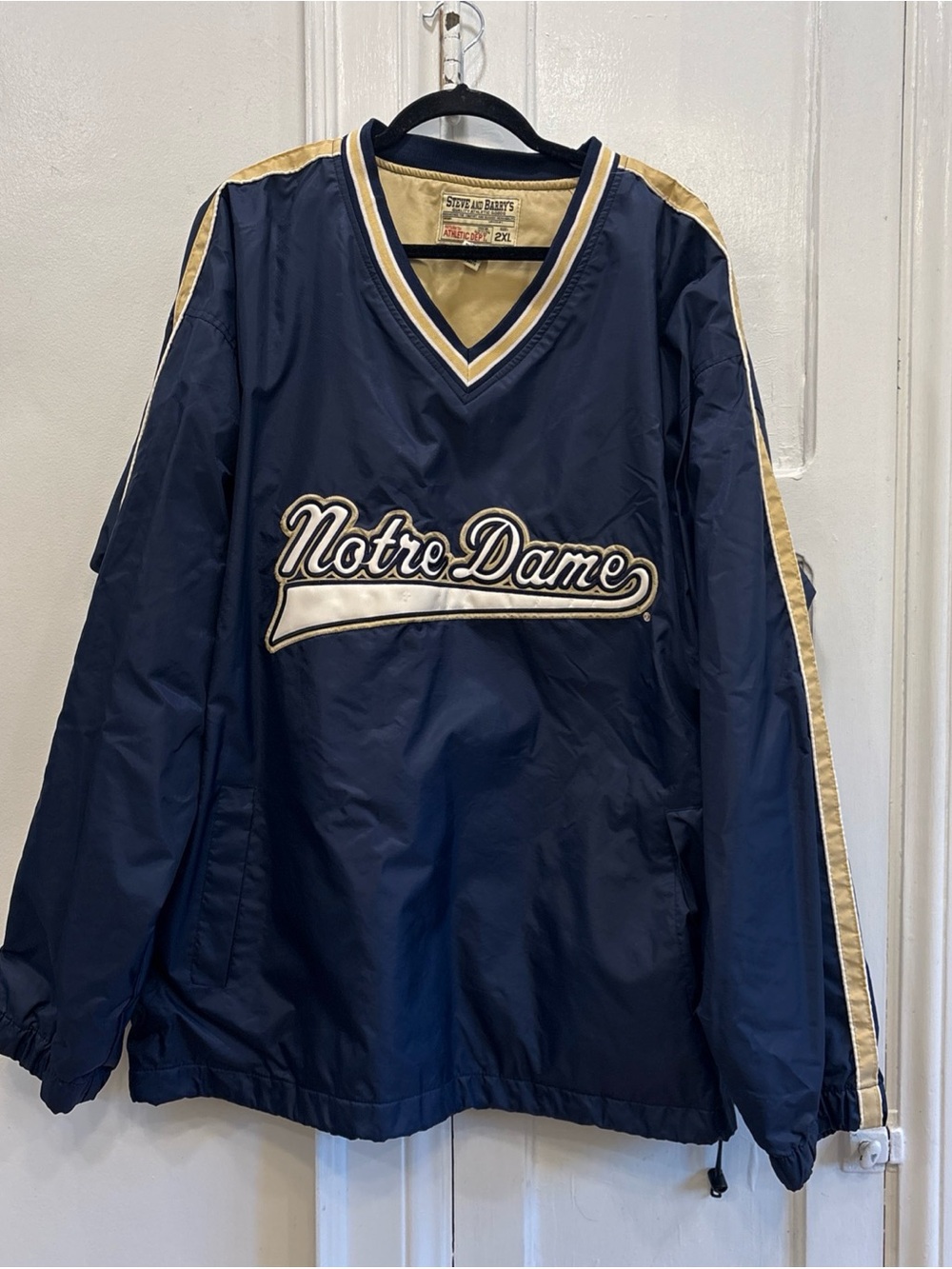 Notre Dame Steve and Barry's Lined Windbreaker Pullover Gold Stripe Size 2XL